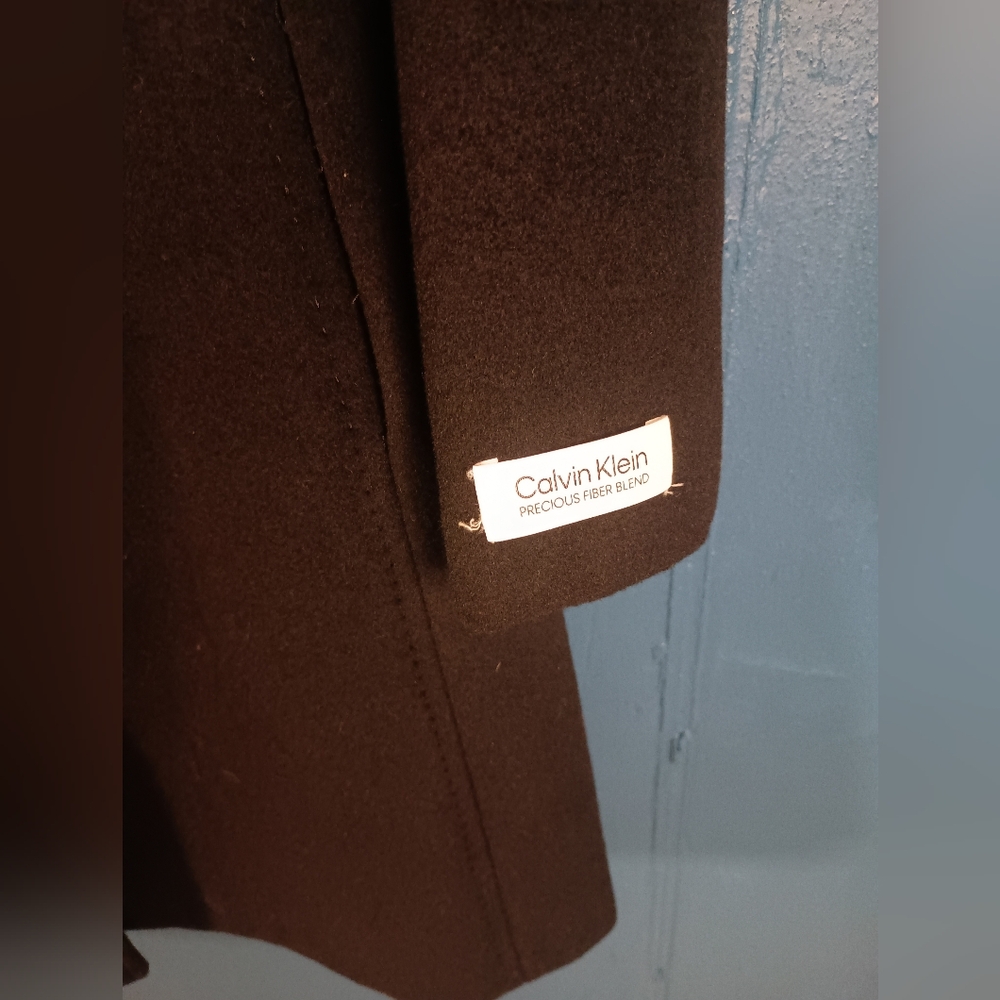 Calvin Klein- Classic Long Black Pea Coat- Size 2 - Picture 5 of 13